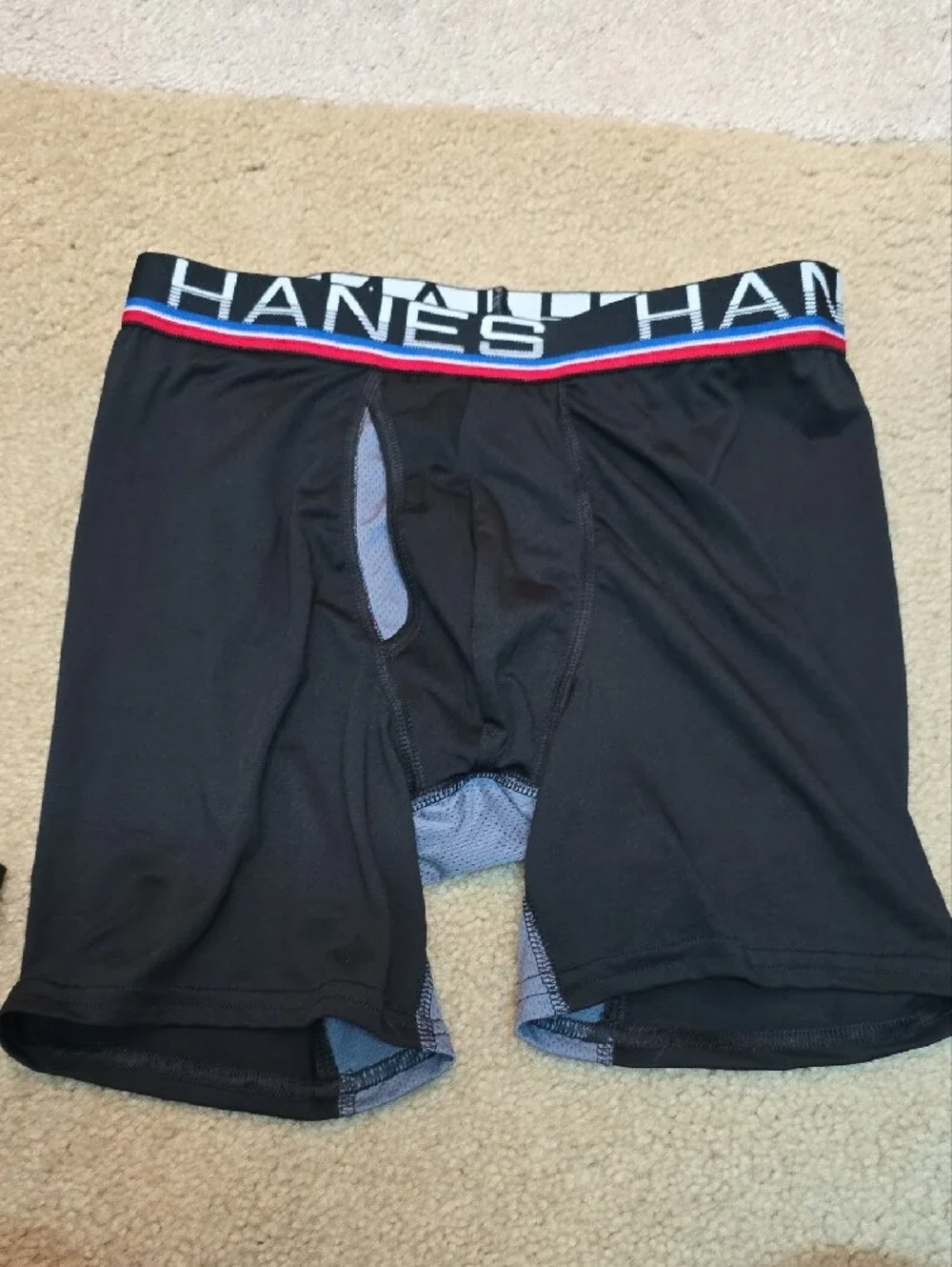 Hanes Black Boxer Briefs with Red, White & Blue Waistband - 4 Pack - Size S